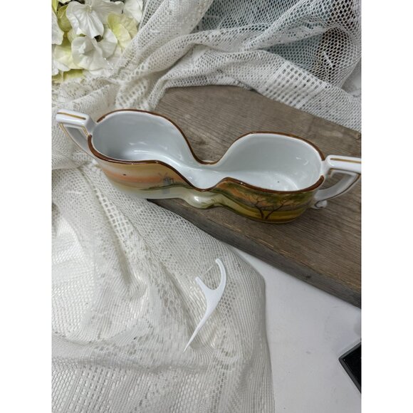 Vintage Nippon Hand Painted Spoon Holder Sunset & Tree Sceen - Picture 8 of 11